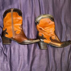 Stuart Weitzman Leather Studded Accents Western Boots
